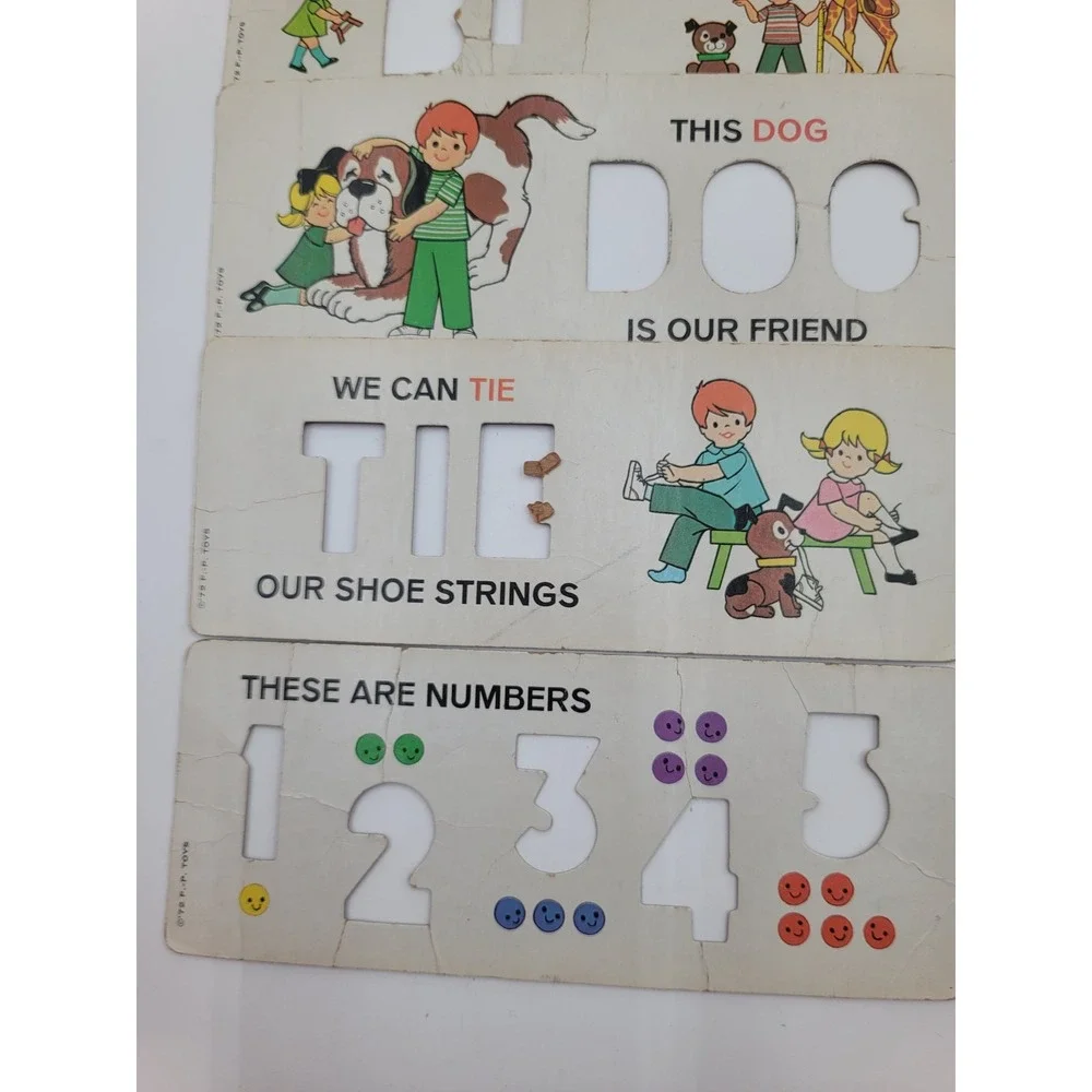 VTG 1972 Fisher-Price School Days Desk Magnetic Letters Numbers Stencil Cards